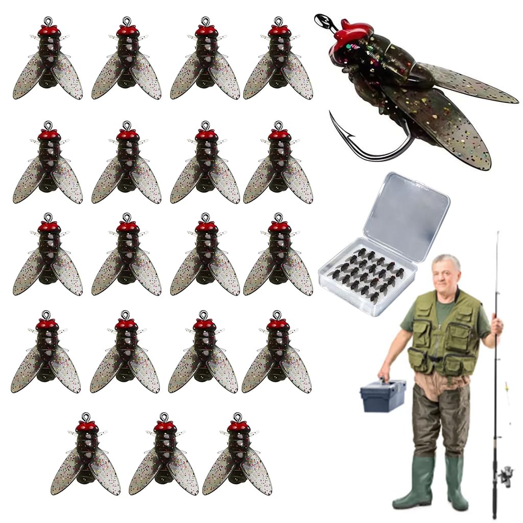 Proberos Fly Fishing Baits for Freshwater and Saltwater with 20pcs 15mm Flies | Enhanced Shrimp Scent Hooks