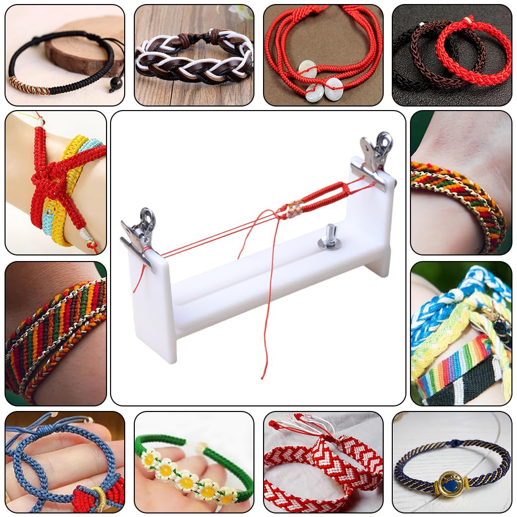 PATPAT Woven Bracelet Making Tool for DIY Crafts with Adjustable Jig & Carved Scale | Includes 2 Clips for Precise Thread Control