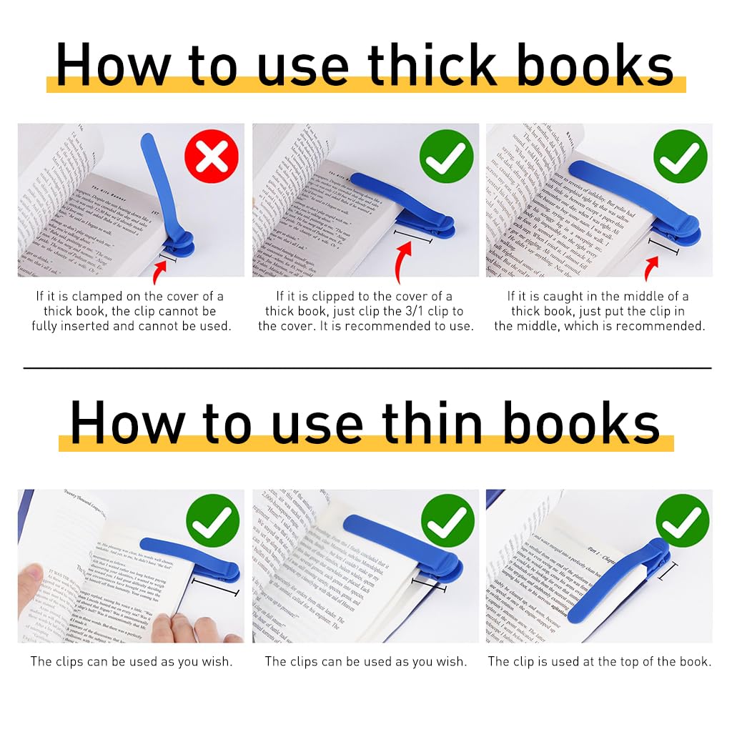 Climberty Silicone Bookmarks 3 Pack with Secure Clip On Design for Readers & Students | Slim Flexible Page Markers for Women and Book Lovers