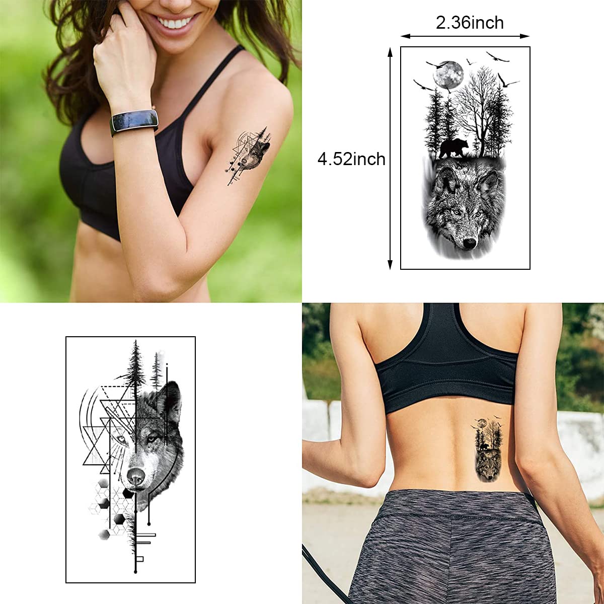 MAYCREATE 38 Sheets Temporary Tattoo Sticker For Men Black Tatto Sticker Beast on Arm Waterproof Large Tattoo Stickers Assorted Tatto Sticker