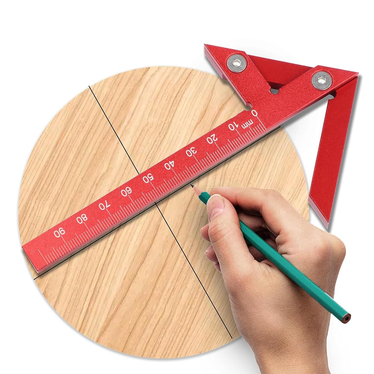 Serplex Multi Angle Right Angle Ruler for Woodworking with 10 cm Laser Etched Scale | Red Aluminum Alloy Precision Tool