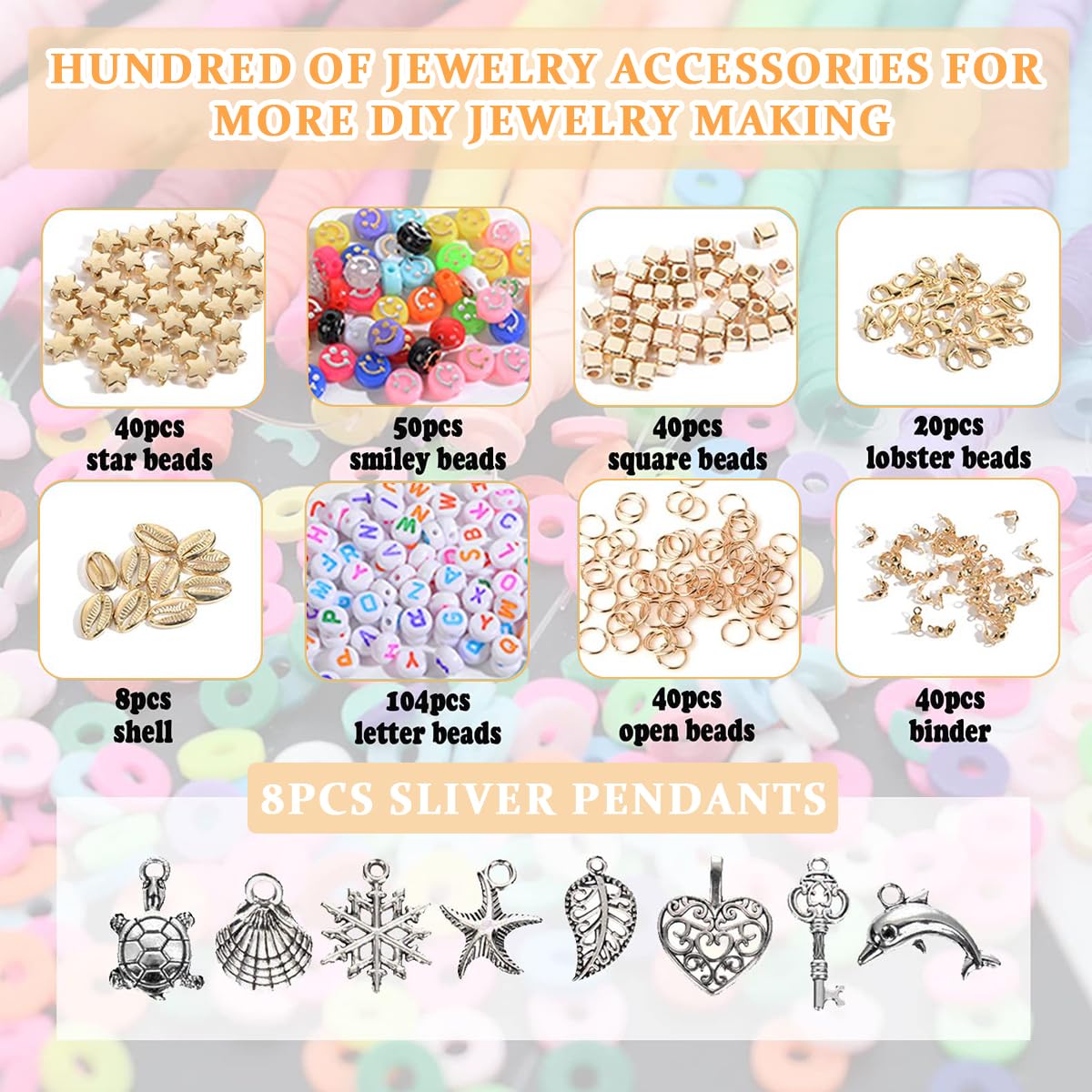 Venzina Clay Beads for Jewellery Making Kit with 4800pcs 24 Colors | DIY Bracelets and Charms for Girls