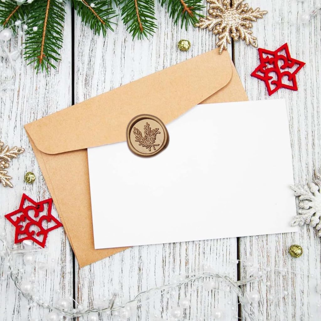 HASTHIP Wax Seal Stickers for Wedding Invitations with 10pcs 1.2in Self Adhesive Golden Rosemary Design | Elegant Envelope and Gift Decoration
