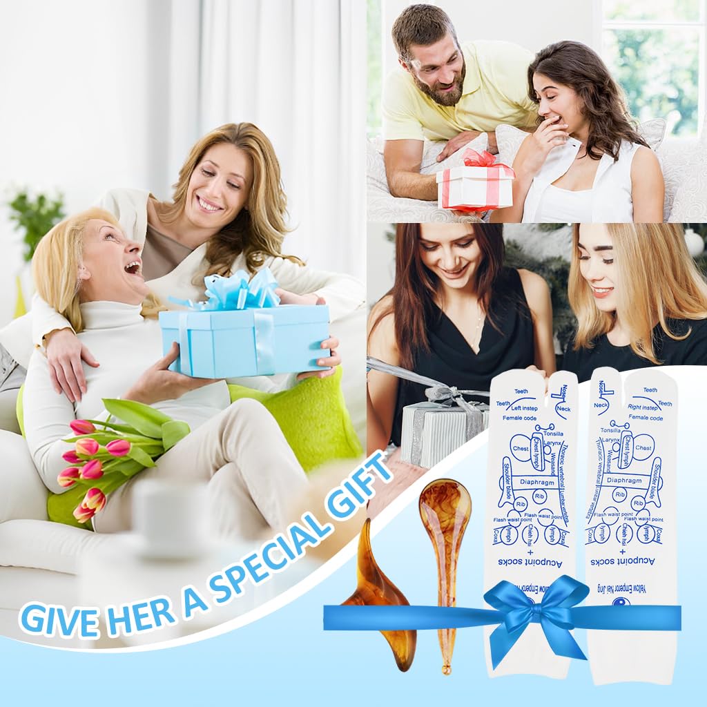 HANNEA Reflexology Socks for Foot Massage with Amber Acupuncture Stick | Cotton Spandex Therapy