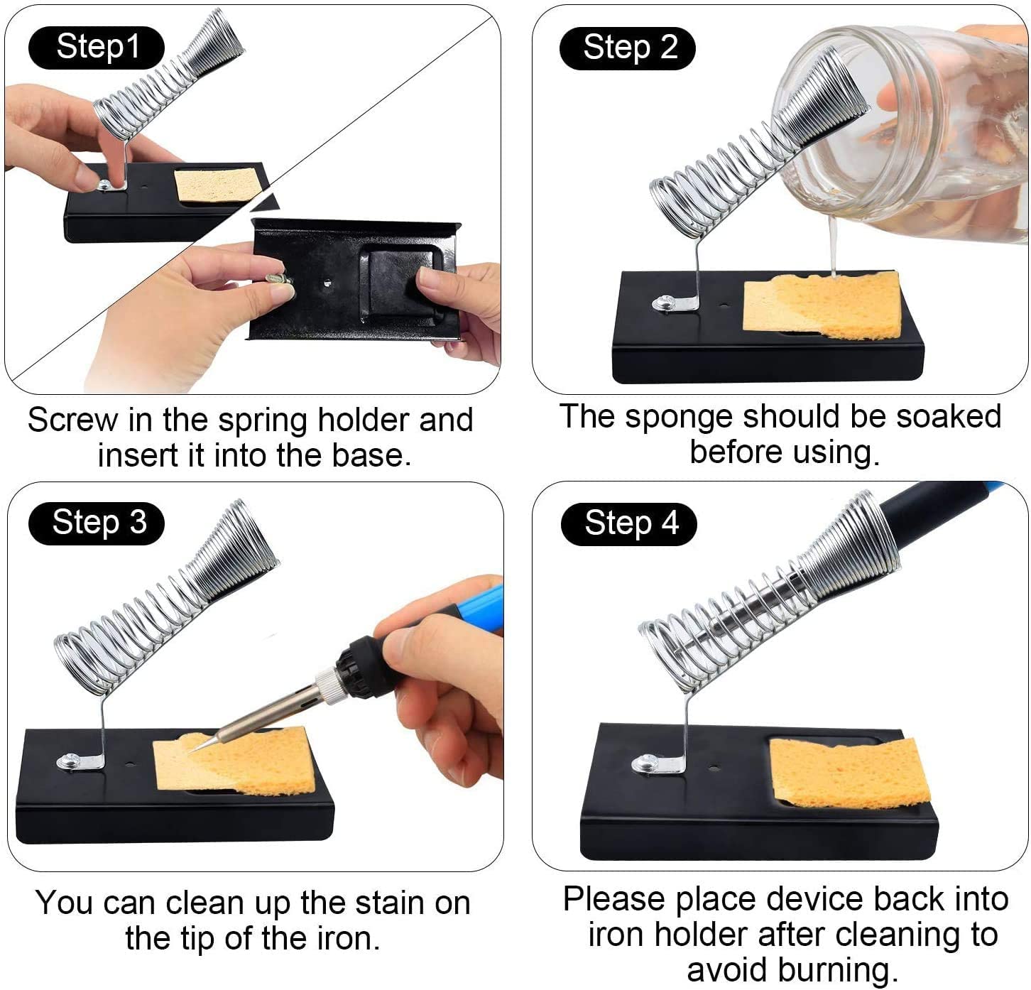HASTHIP Soldering Iron Kit for DIY and Circuit Repair with 15PCS Tips and Dual Spring Stand | Adjustable 200°C–450°C Temperature