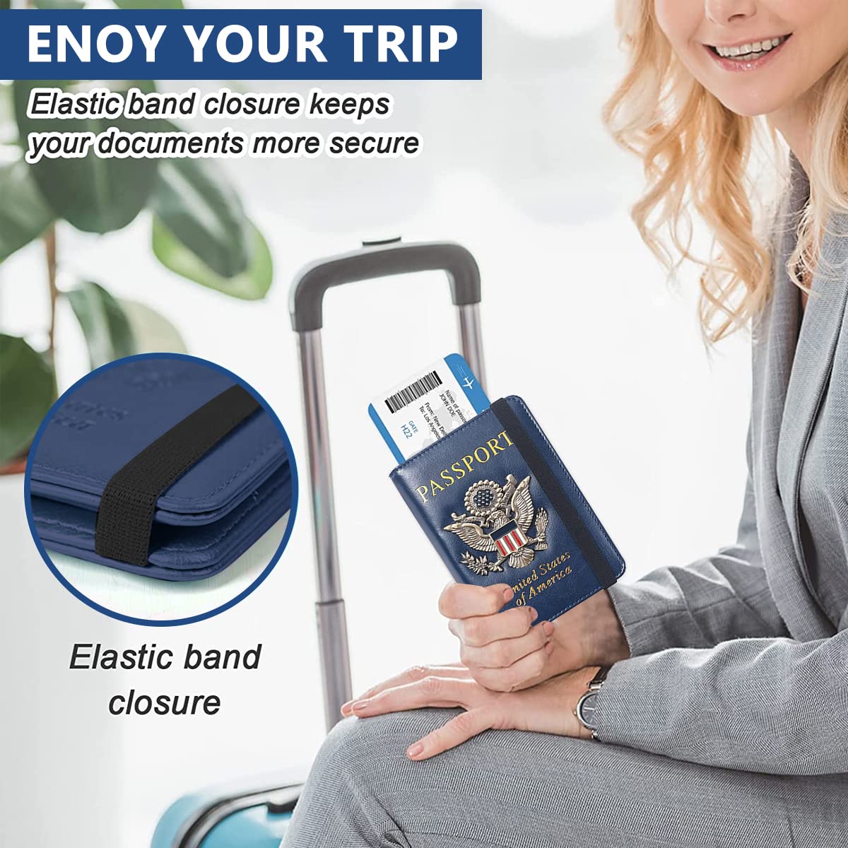 GUSTAVE Passport Holder for Travel with RFID Protection and Bifold Design | 14.2×10.5×1cm PU Leather Wallet