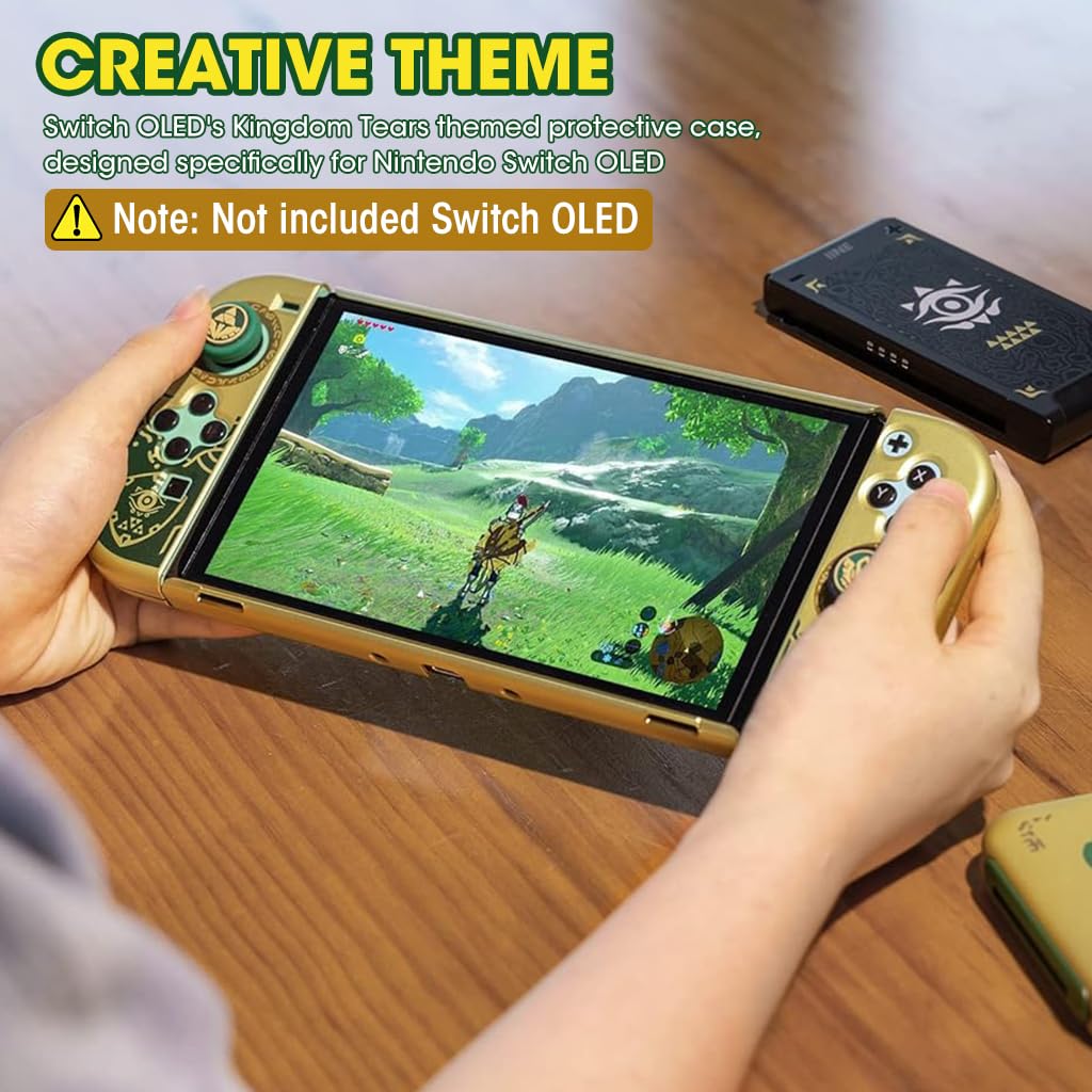 Case for Nintendo Switch OLED with Kickstand and JoyCon Grip Covers | Hard PC Anti Scratch Protective Set