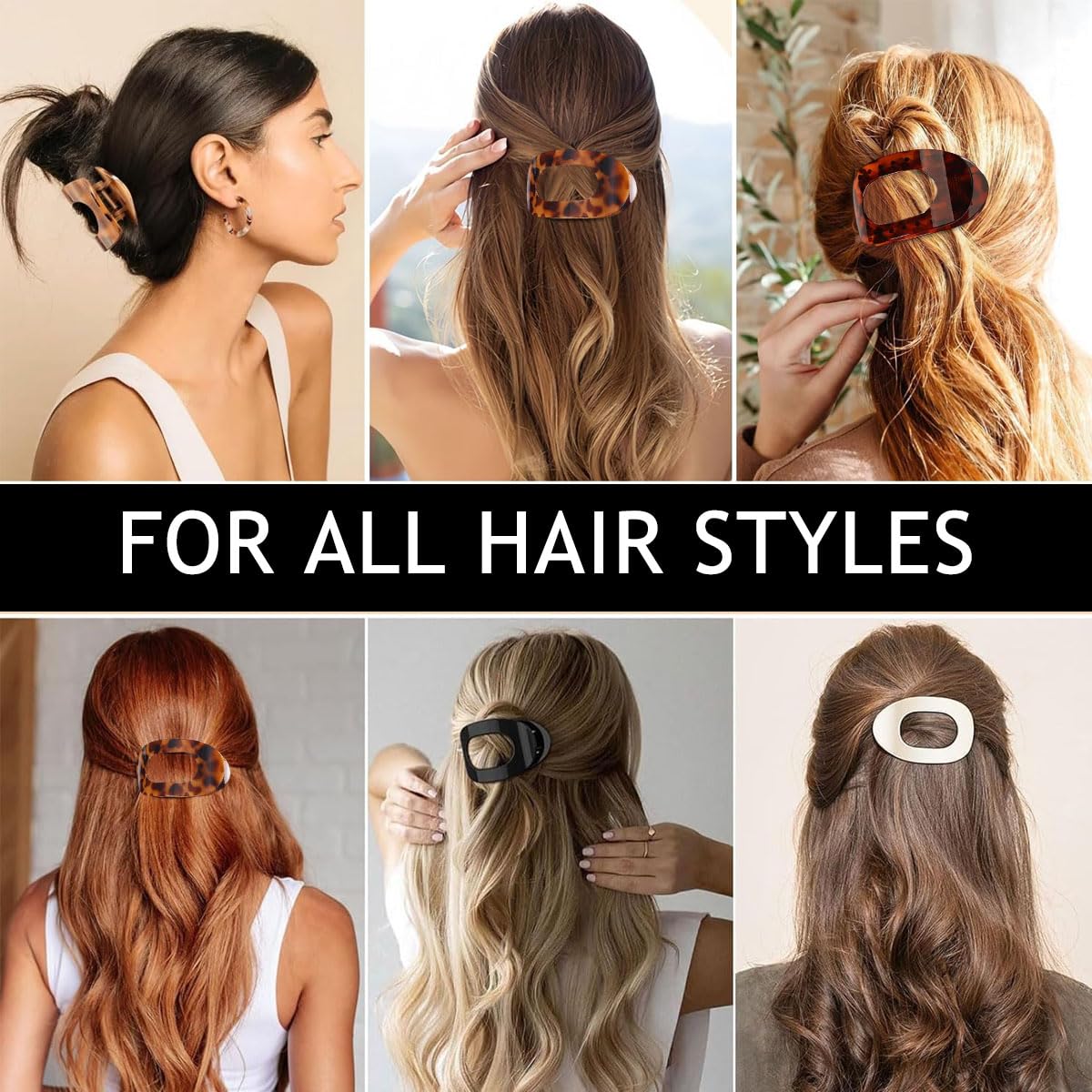 MAYCREATE Womens Hair Claw Clips for Half-Up Styles with Round Duckbill Design | 4Pcs Acrylic Set