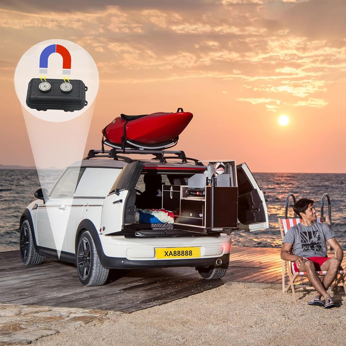 Serplex Magnetic Storage Box for Keys and Tools with Dual Magnets 12x7x4cm PP Material