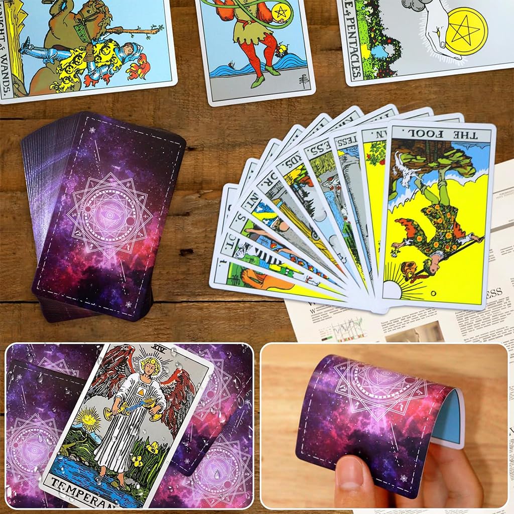 Zibuyu Tarot Cards Deck for Divination and Meditation with Guidebook | 78 Cards 4.75 x 2.76 in Purple Design