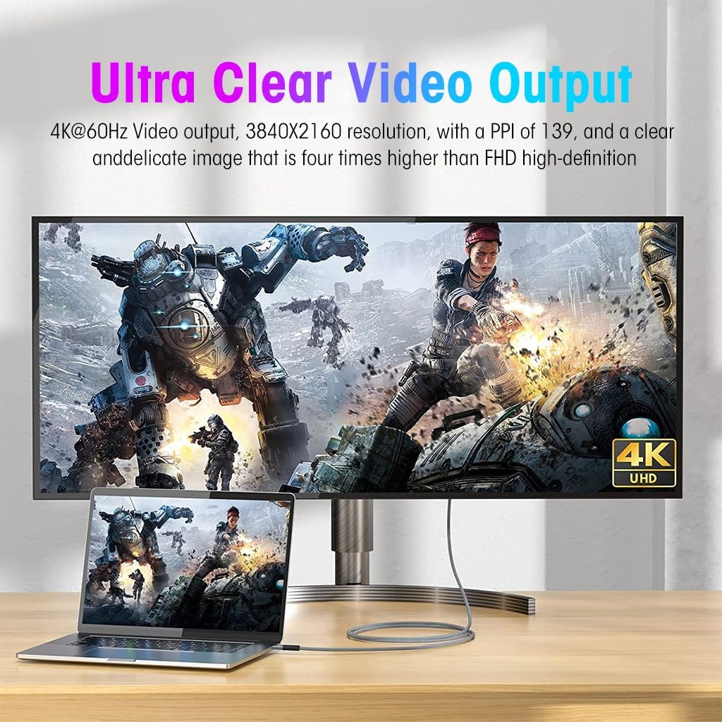 Verilux Type C Cable 4.9 ft for Fast Charging and 20Gbps Data Transfer | Supports 4K 60Hz Display