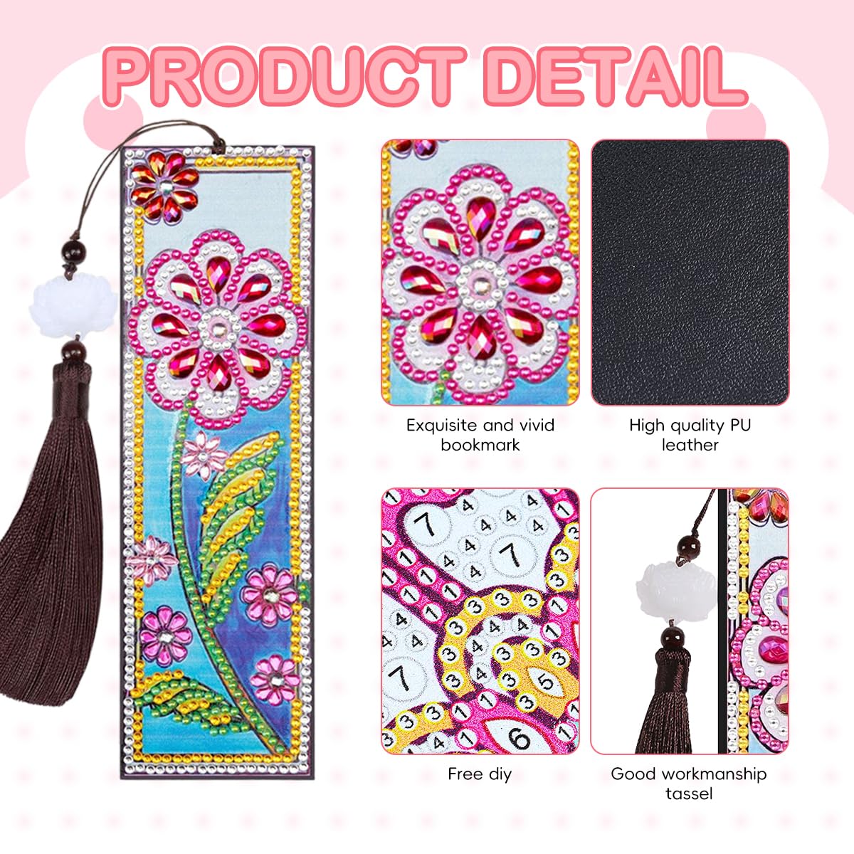 OFIFO Mandala Diamond Painting Bookmark for DIY Craft with Leather and Tassel Finish 7.87x2.17 in | Relaxing 5D Art Kit for Adults