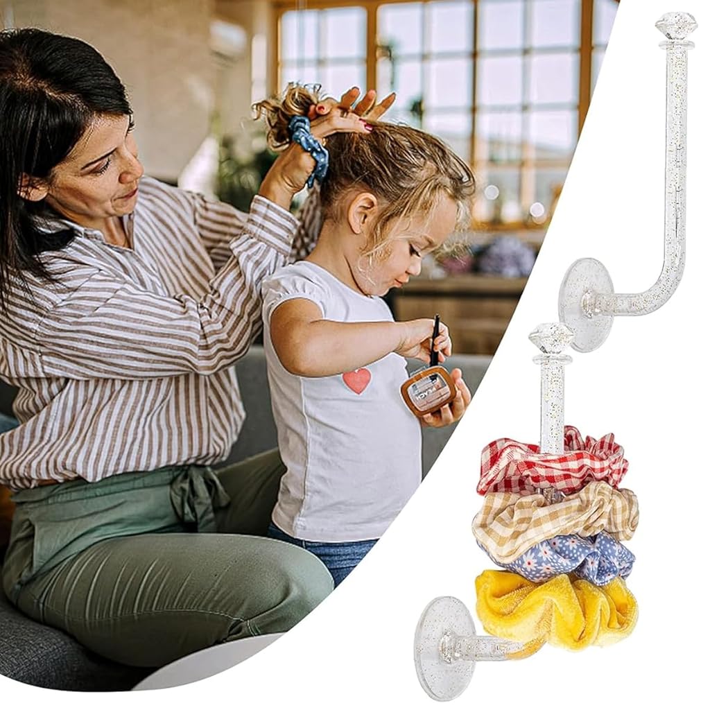 HASTHIP® 12PCS Headband Holder Stand Scrunchie Organizer Girls Hair Accessories Storage Acrylic Clear Glitter Adhesive Scrunchy Tower for Women