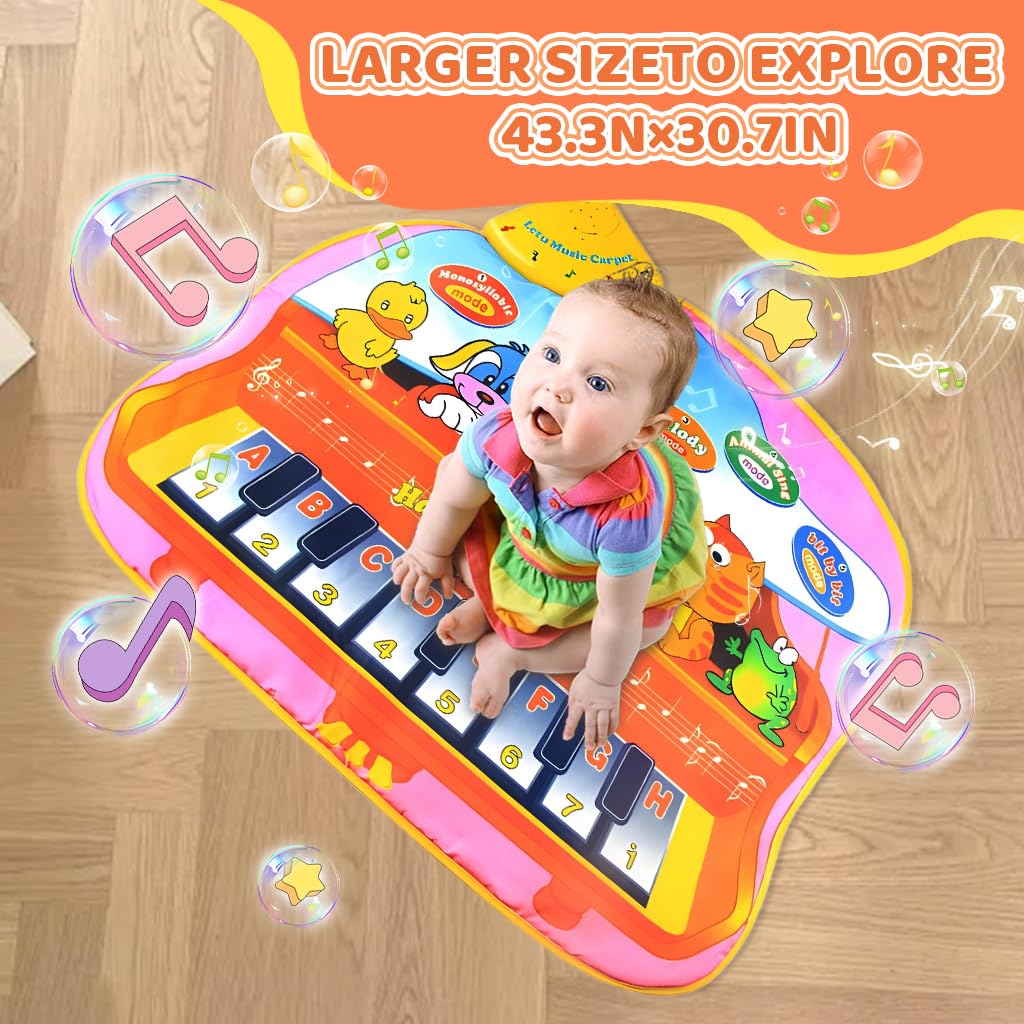 ZIBUYU Musical Mat for Kids 22.83x28.35 in with 8 Piano Keys & Smart Chip | Educational Toy