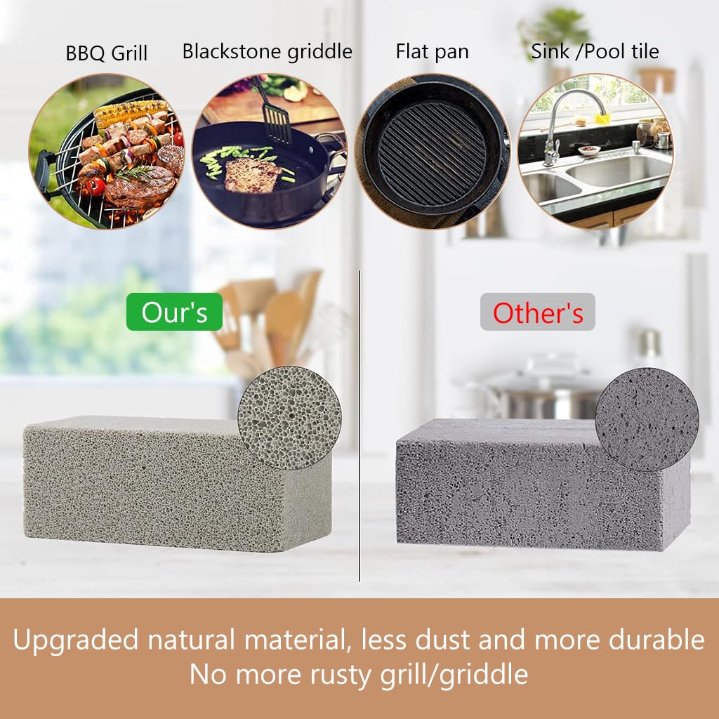 Supvox Grill Cleaner for BBQ and Blackstone Flat Top featuring 11.5×6×4.8cm Pumice Stone with Handle | Rust and Stain Removal Tool