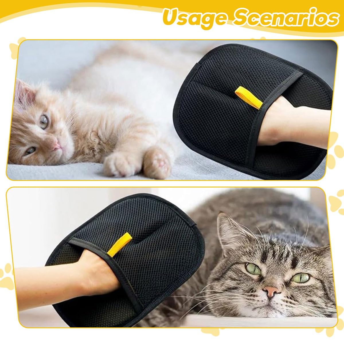 Qpets Pet Hair Removal Gloves for Dogs and Cats with Static-Enhanced Design | 2pcs 23.5x18cm Reusable Grooming Mitt