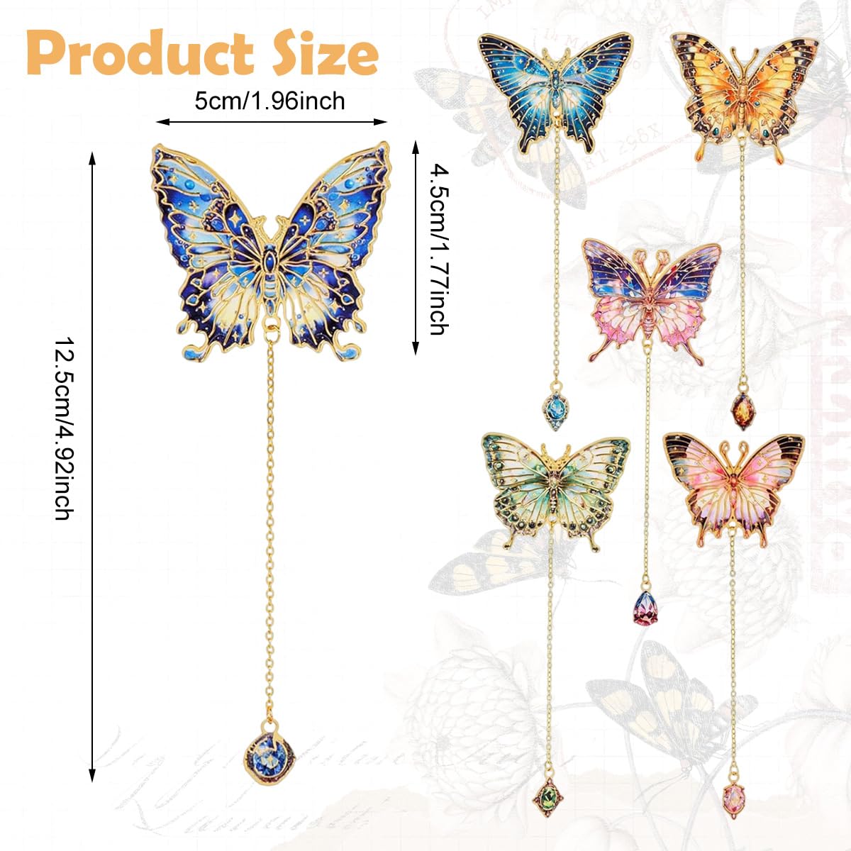 OFIFO Metal Butterfly Bookmarks for Reading with Colorful Chains | 12PCS Decorative Gift Set