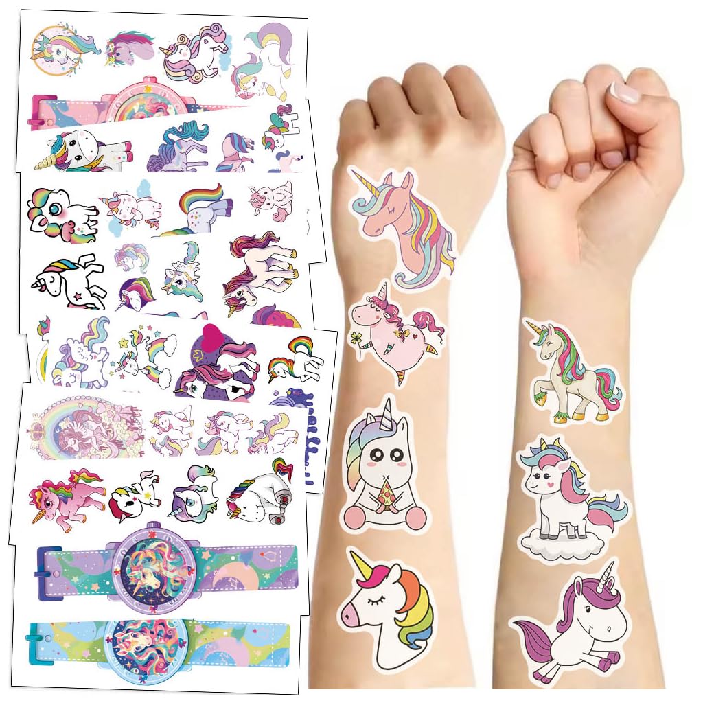 MAYCREATE® Unicorn Temporary Tattoo for Kids Girls Cute Cartoon Unicorn Tattoo Sticker Waterproof Face Makeup Temporary Tattoos for Face, Hands, Body, Birthday Decorations