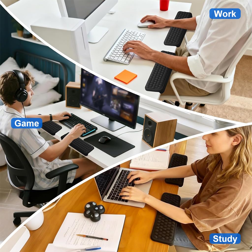 ZORBES Keyboard Wrist Rest Pad for Typing Comfort featuring Memory Foam Cushion 11.8 in Black