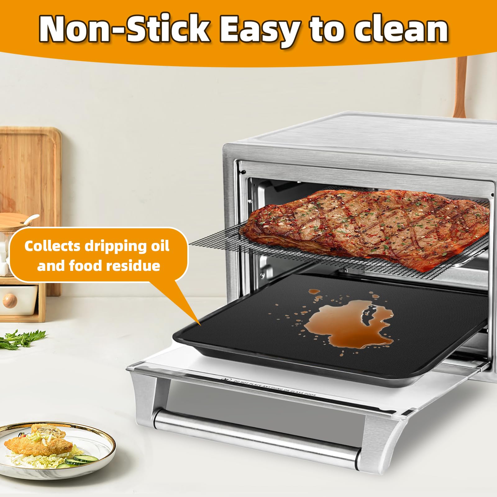 HASTHIP Oven Liners for Bottom of Oven with 12x12 inch Pre Cut Square Sheets | Includes 3 Air Fryer Liners and 3 Mesh Sheets