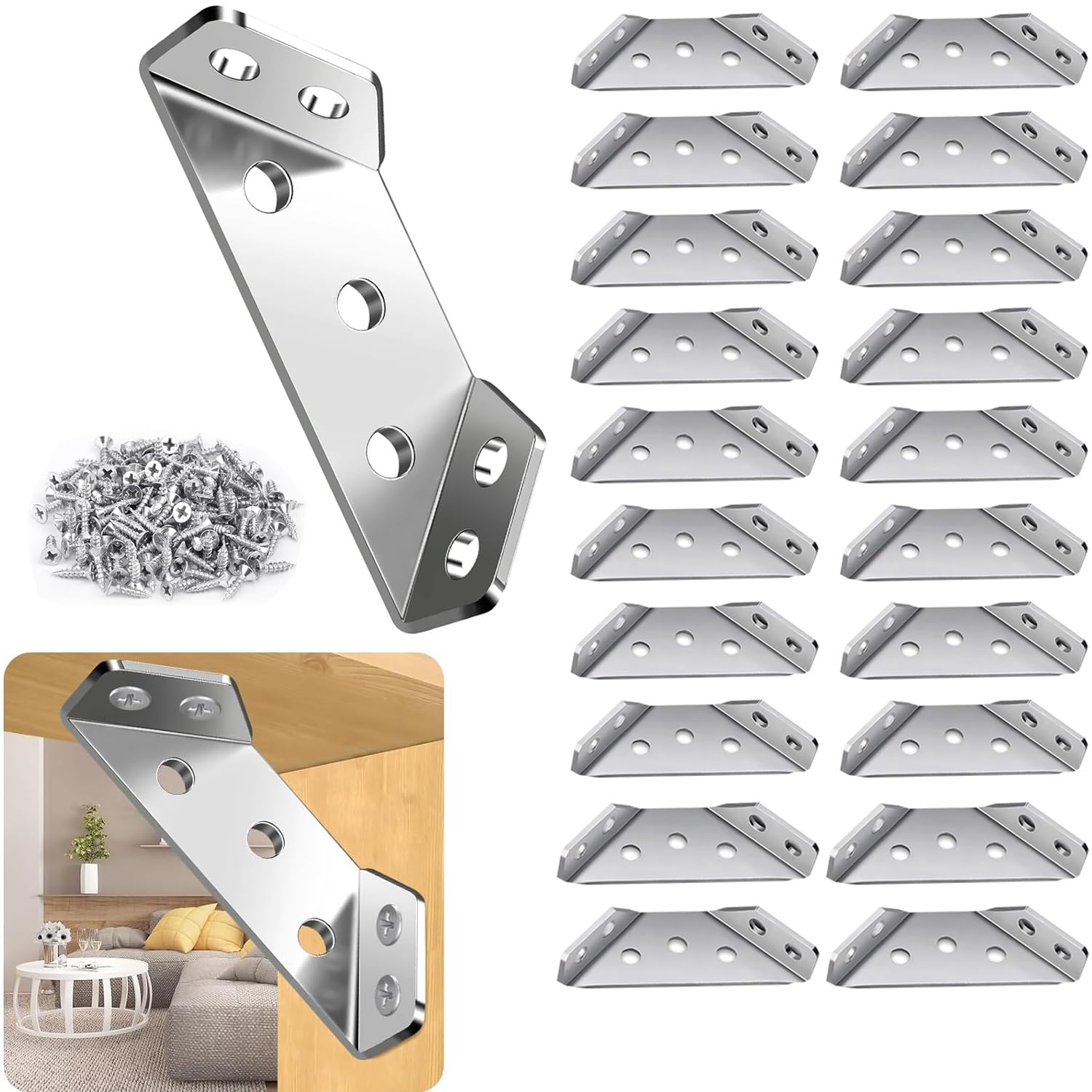 Serplex Shelf Brackets for Furniture Connecting with 280 pcs Set featuring Multi Hole Stainless Steel