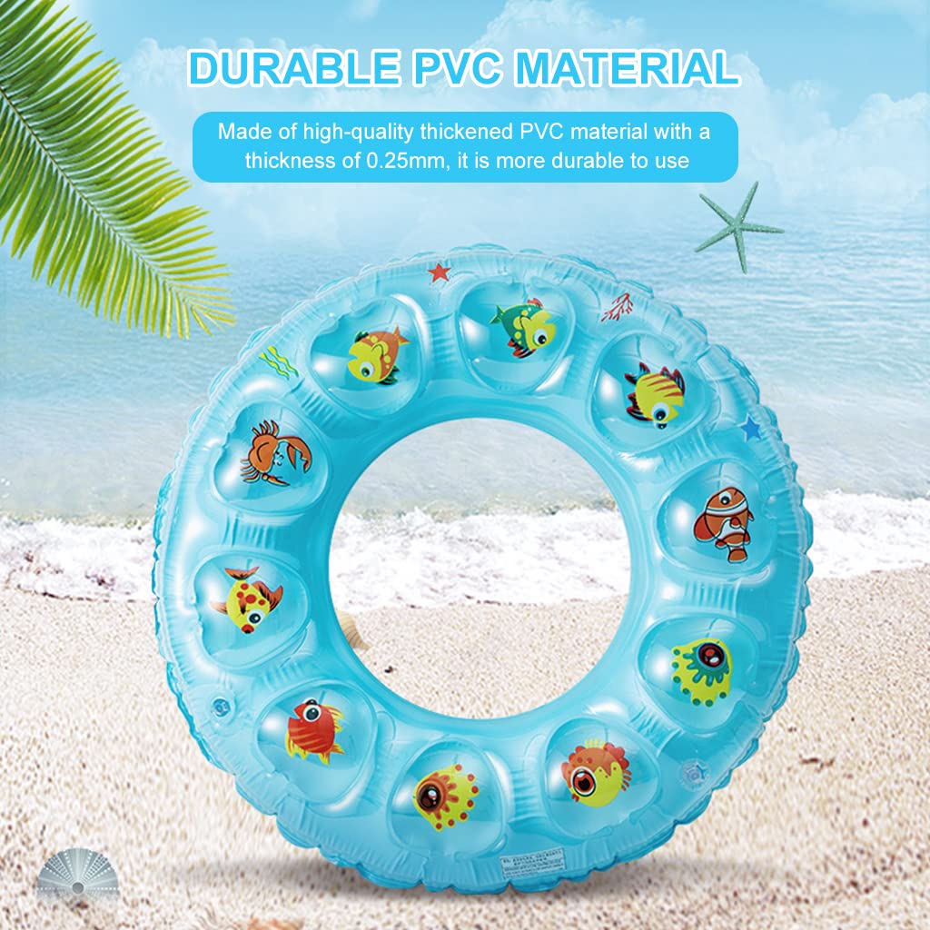 Proberos® Dual-Inflatable Baby Float With Sunshade - Parent-Child Interactive Swimming Ring, Steering Wheel Toy, Durable PVC, UV Protection Canopy, 110x65cm for 6-48M Infants, Kids Swimming Tube