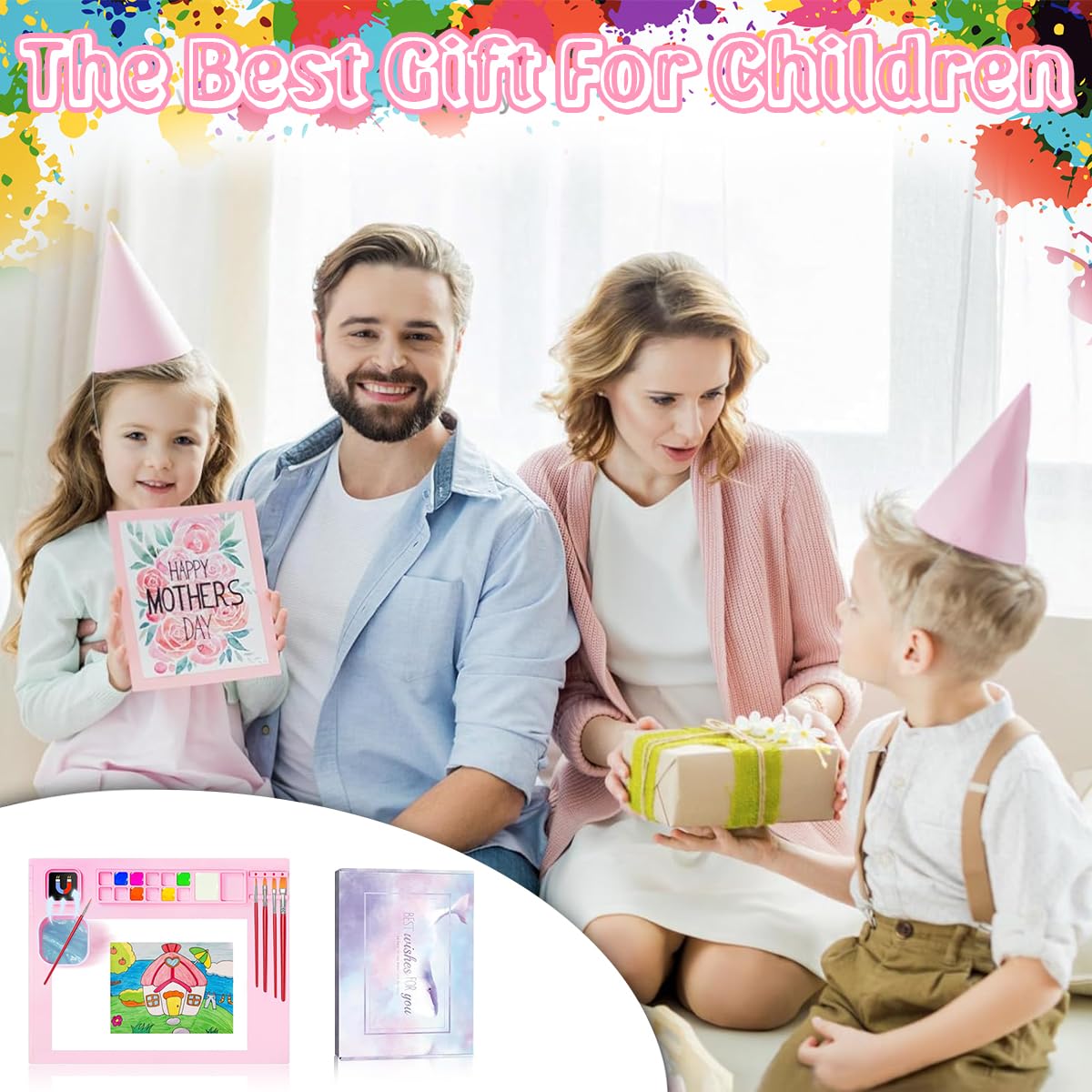 HASTHIP Silicone Painting Station Kit for Kids with 50x40cm Mat and Built‑in Paint Wells | Non‑Stick Art Set