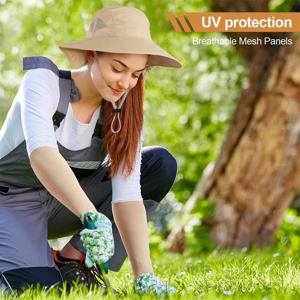GUSTAVE® Ultra-Light Sun Hat for Women With Wide Brim & Neck Flap, UPF 50+ Protection, Adjustable Chin Strap, Breathable Side Mesh - Perfect For Hiking, Fishing & Gardening, Fits 22-24