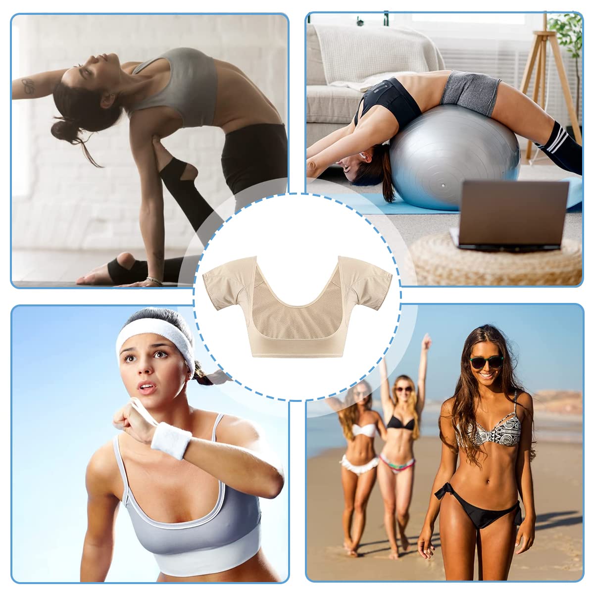 Underarm Sweat Pads Vest for Women with Breathable Cotton Padding Size L 86-94cm | Washable