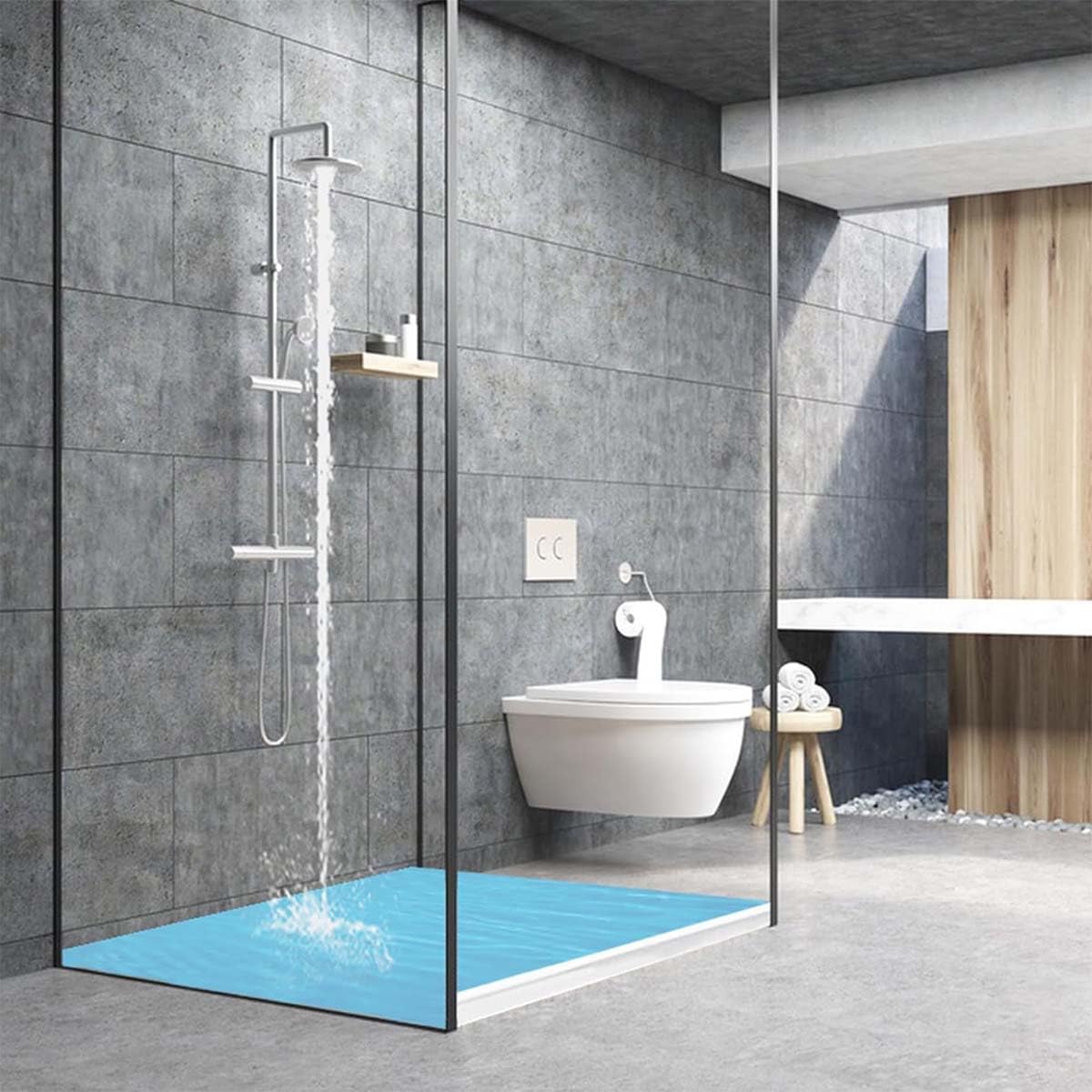 HASTHIP Shower Threshold Water Dam for Bathroom and Kitchen featuring 39 in Silicone Strip | Flexible White Barrier to Prevent Water Leaks