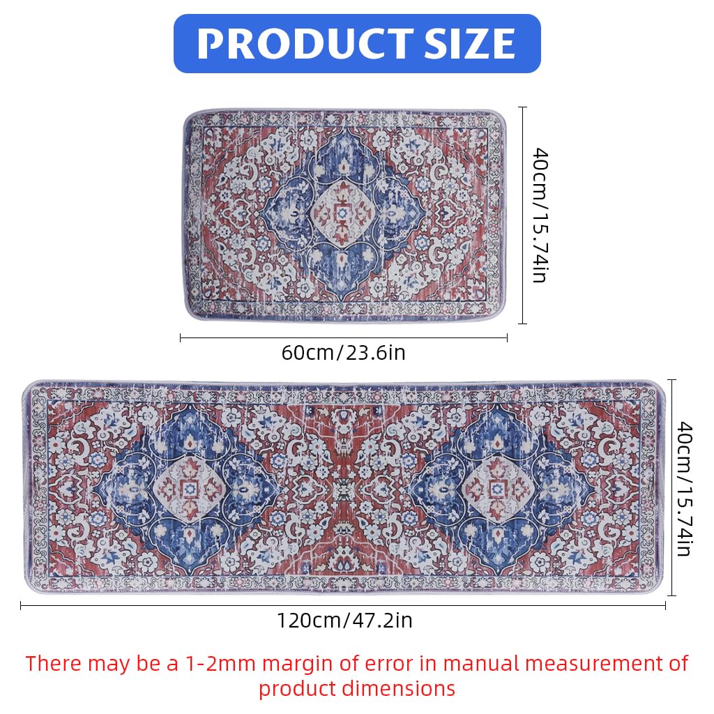 Supvox Kitchen Mats for Floor with Anti Slip Backing and Water Absorbent Polyester 2 Sizes 40×60cm & 40×120cm | Soft Washable Rugs for Kitchen or Bathroom
