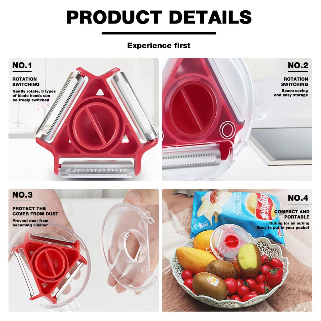 ZIBUYU 3 in 1 Potato Peeler Set for Fruit & Vegetable Prep with Easy Blade Switch | Ergonomic Palm-Fit Handle