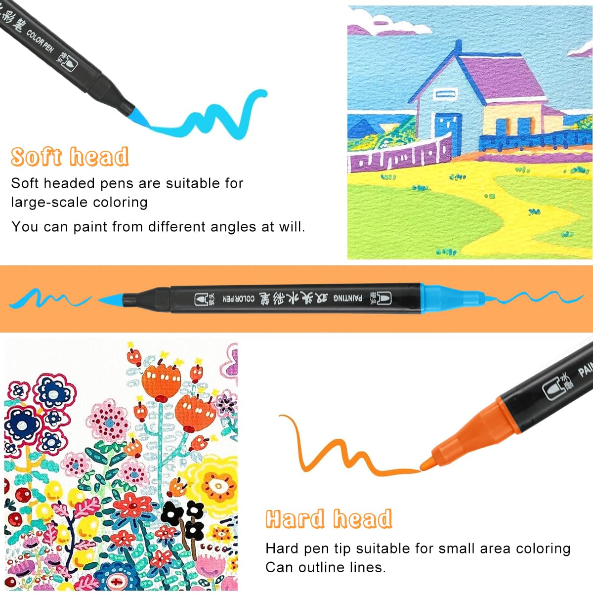 HASTHIP® Dual Tip Markers for Kids, Washable Markers Set, Art Markers with Stand Portable Box