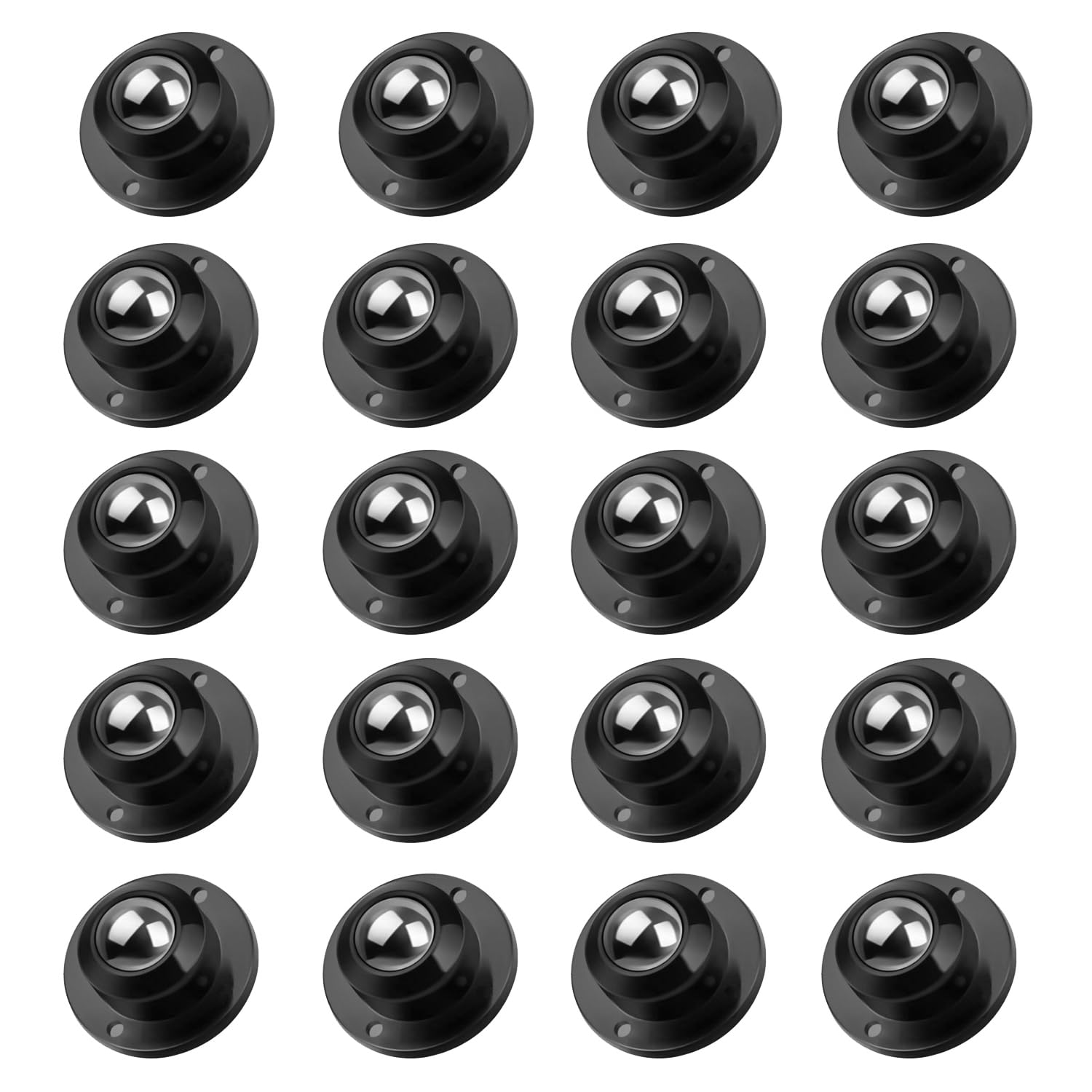 HASTHIP® 20pcs Self Adhesive Caster Wheels, 360 Degree Swivel Mini Adhesive Wheels, Stainless Steel Ball Casters for Flower Pot, Trash Can, Air Fryer, Storage Box, Small Furniture (1.37 inches)