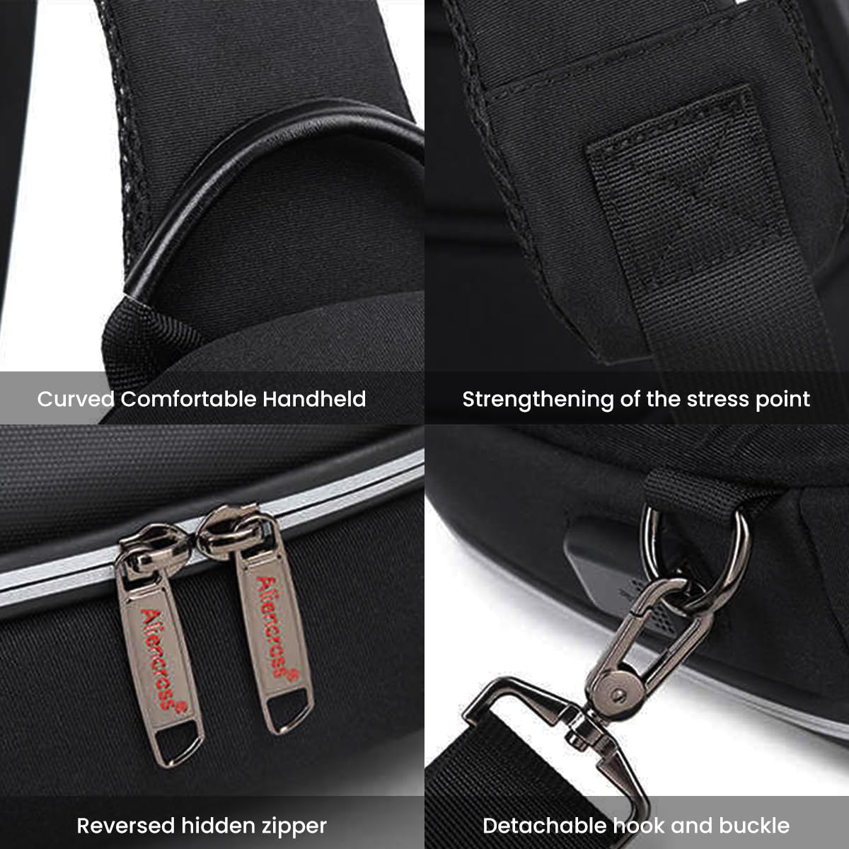 GUSTAVE Sling Bag for Men with 3‑Digital Lock and 20×10×30 cm Waterproof Hard Case | USB Charging