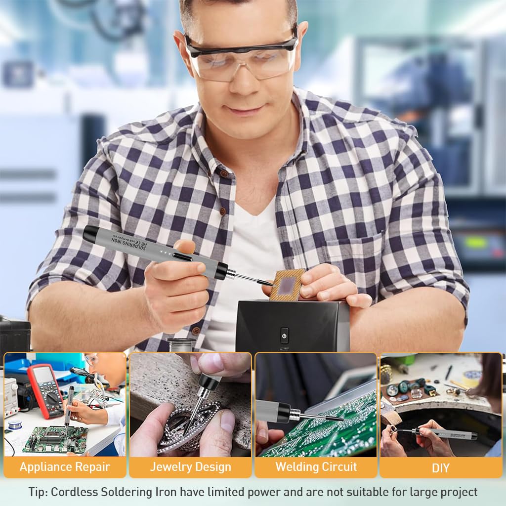 Serplex Cordless Soldering Iron Pen Kit for Electronic Repair with 3 Adjustable Temperature & Ceramic Heating Core