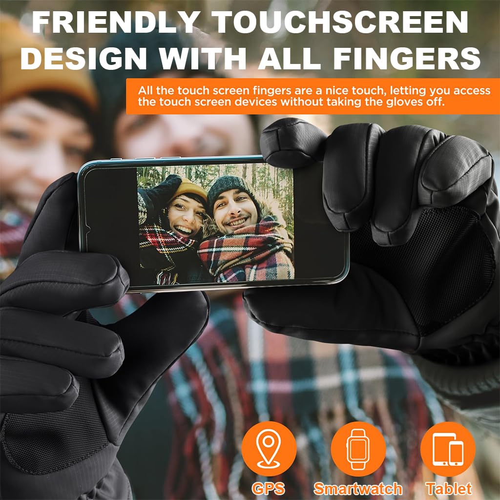 PROBEROS Winter Gloves for Men featuring Windproof Exterior and Anti Slip Grip | Plush Liner Warmth