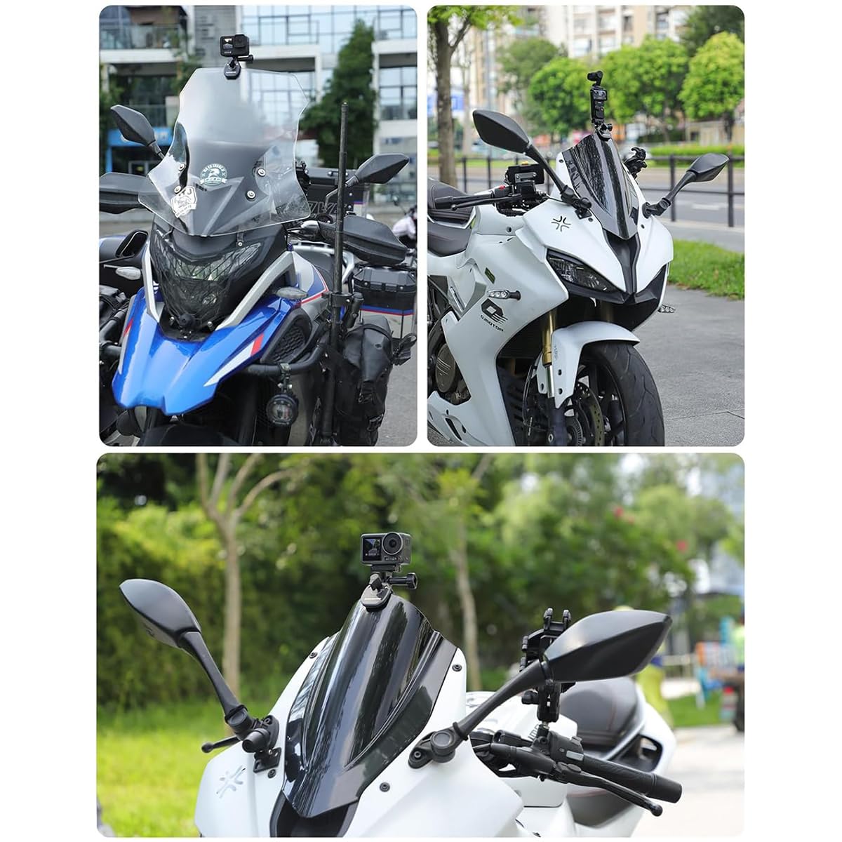 ZORBES Motorcycle Windshield Mount Clamp for Action Cameras with 180° Rotatable Aluminum Clip