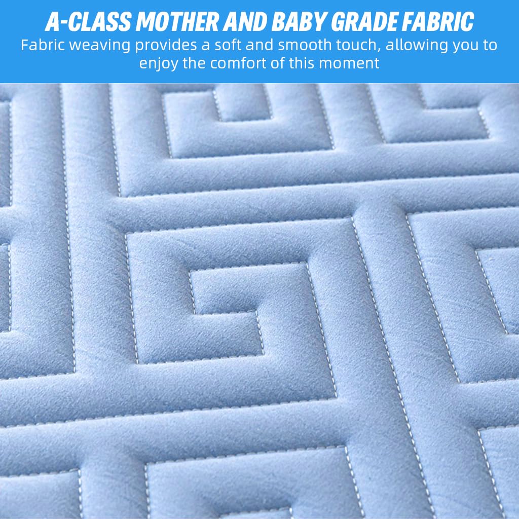 HASTHIP Bed Covers Queen Size with Hidden Waterproof Liner 78.7 x 59 in | Quilted Cotton Blue