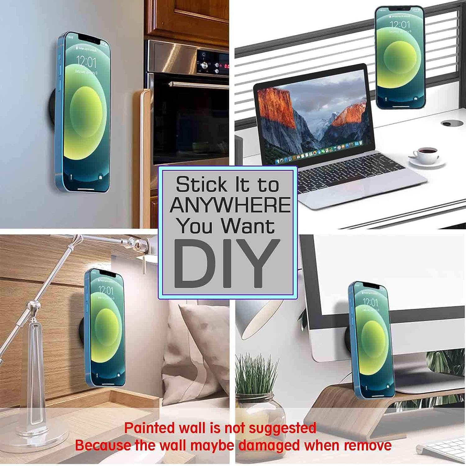 MagSafe Ring Wall Mount Magnetic Phone Holder for iPhone 15 14 13 12 Pro Max | Strong Secure Grip