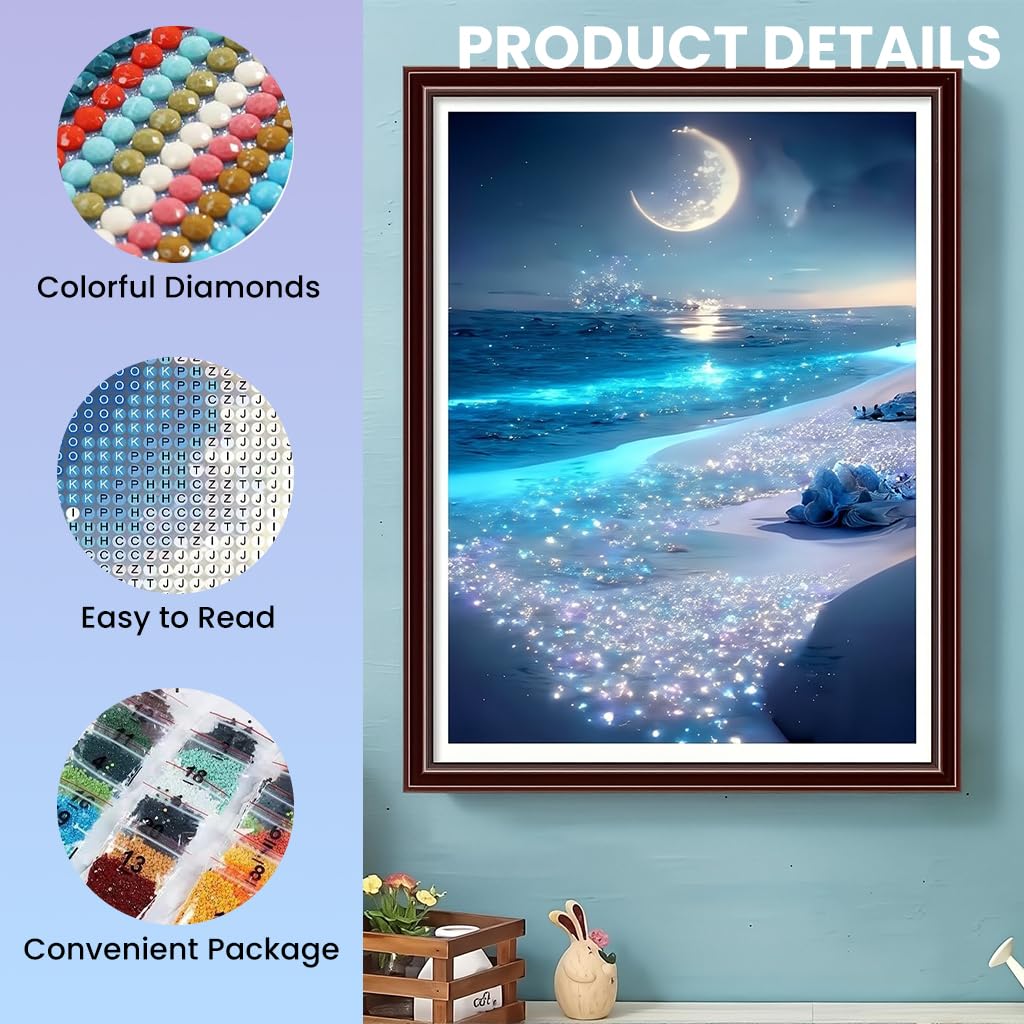 Zibuyu Beach Diamond Art Painting Kit for Relaxing Home Décor 30x40cm with Extra Beads & Tools
