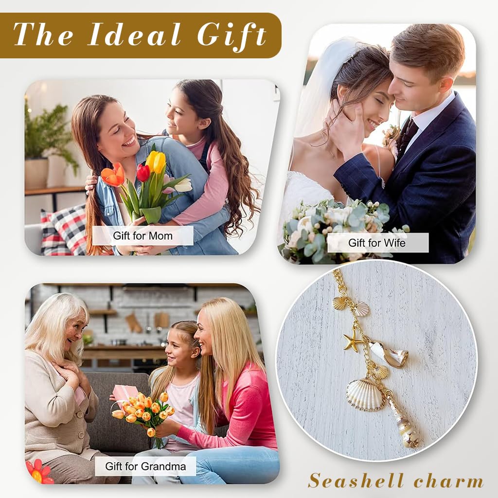 STHIRA Sea Shells Car Decor for Rear View Mirror with 8 in Hanging Charm and Metal Clasp | Boho Coastal Accent