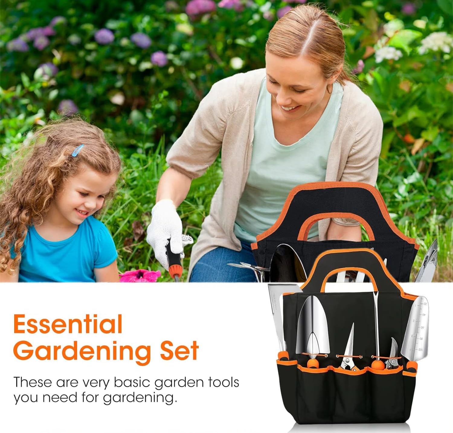 HASTHIP Gardening Tools Set for Home and Patio with 10 Pcs Stainless Steel Tools featuring Ergonomic Handles and Storage Bag