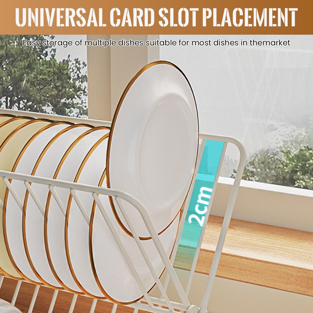 HASTHIP Dish Drying Rack for Kitchen with 2 Tier X Shaped Design and Stainless Steel | Foldable White Drainer with Drainboard