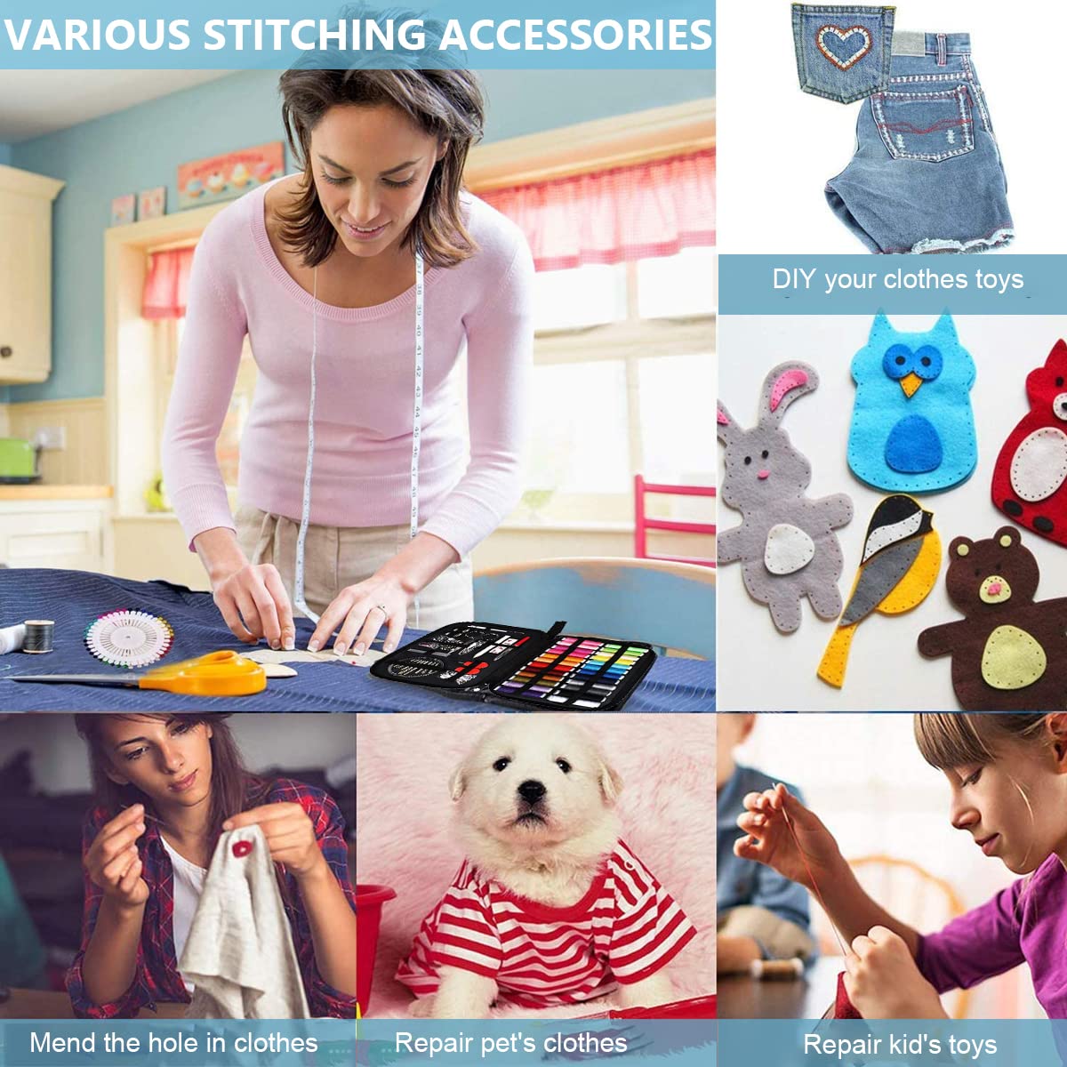 ELEPHANTBOAT Sewing Kit for Home and Travel with 130 pcs Accessories including 24 Thread Spools and Zipper Storage Box