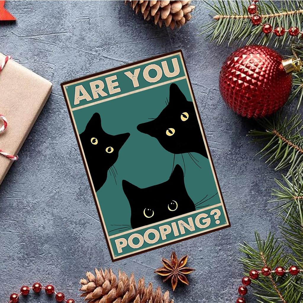 ZIBUYU Funny Black Cat Wall Art for Home Decor and Gift Lovers | Modern Cat Artwork