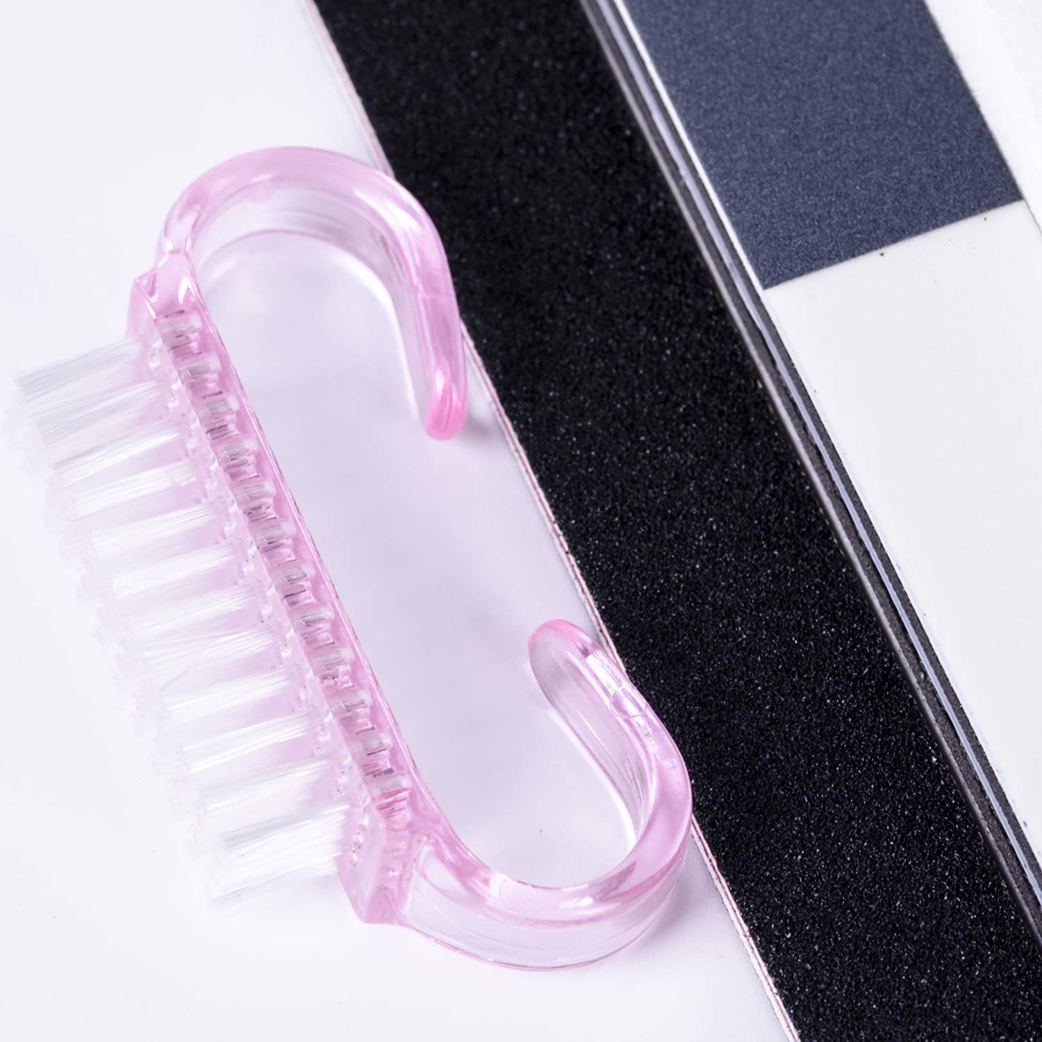 MAYCREATE Nail Files Set for Home and Salon Use with 3 Double Sided 100/180 Grit Tools | Includes 4 Step Buffer Block and Mini Nail Brush