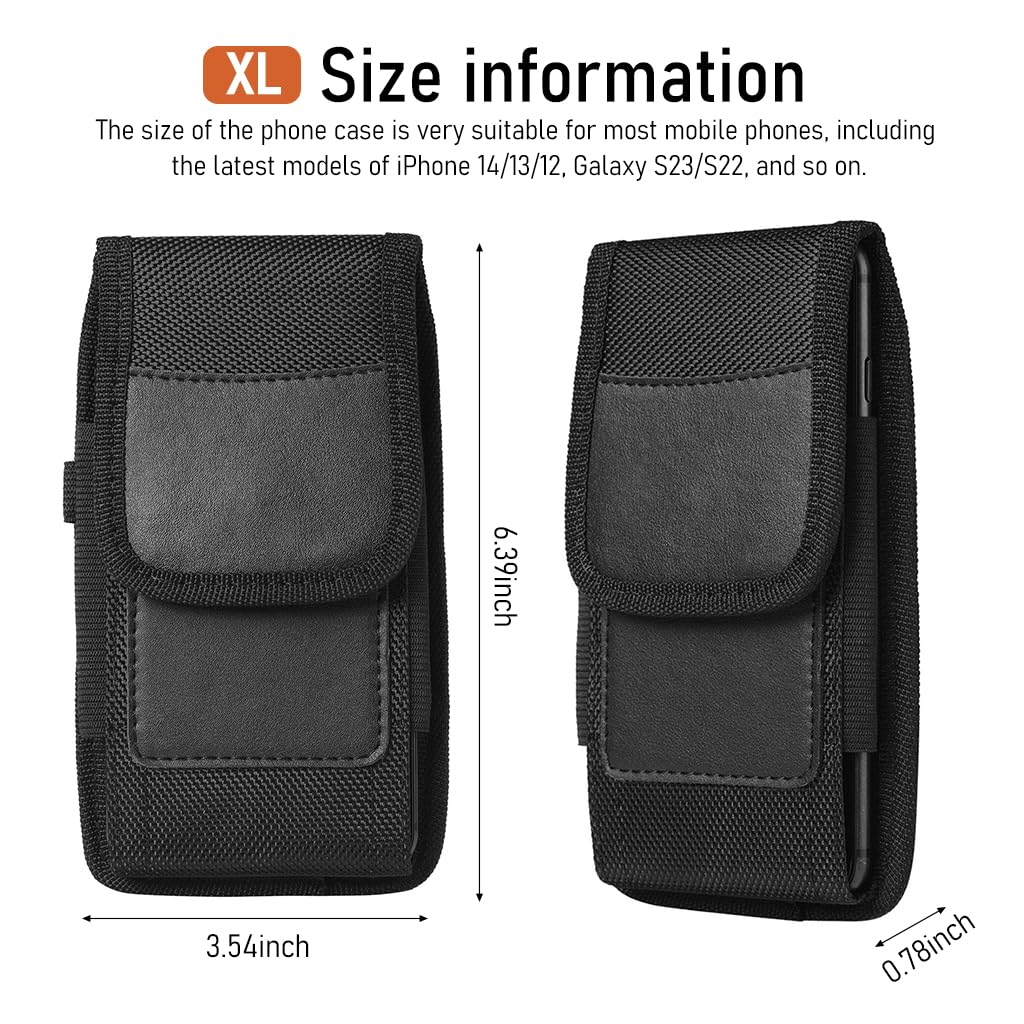GUSTAVE Mobile Pouch for Men with Belt Clip and Card Holder featuring Magnet Closure | Waterproof Nylon Holster for Phones Under 7 in