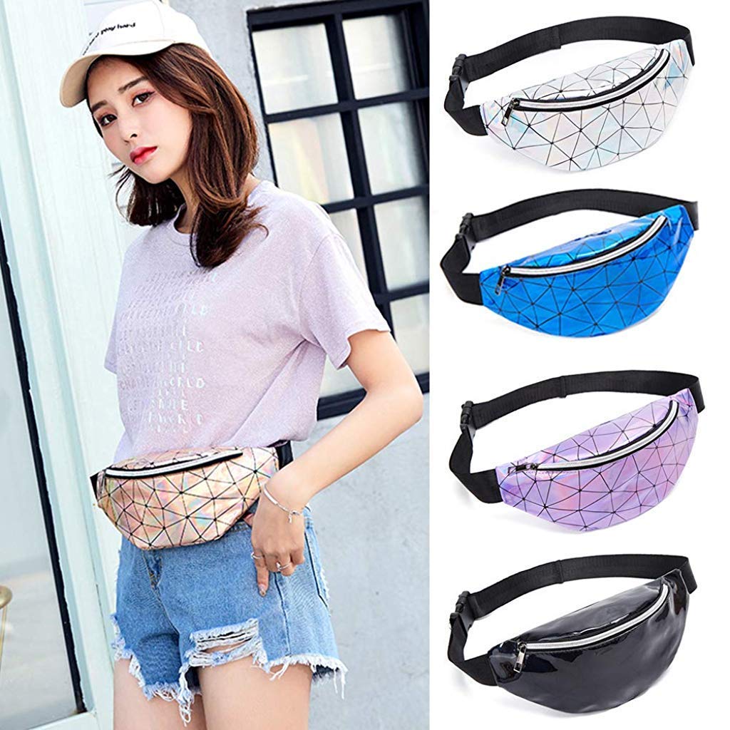 PALAY® Waist Bag Ladies Outdoor Summer Sports Lightweight Waist Bag Silver For Women