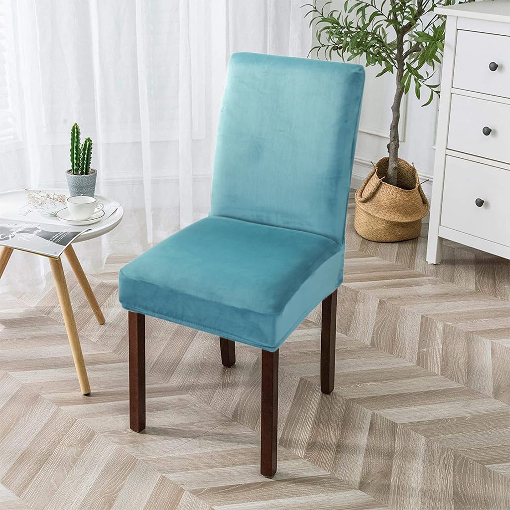 HASTHIP Dining Chair Covers for 14–18 in Seats with Non Slip Elastic Edge | Velvet Blue Set of 6